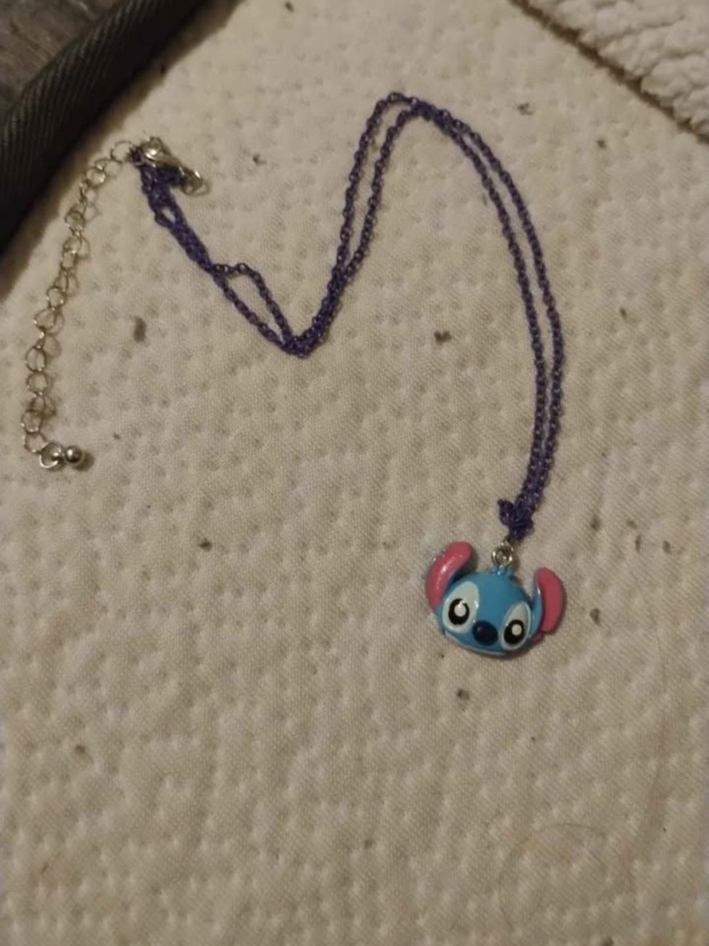 Kids Blue Stitch Face Pendant Necklace - Unbranded